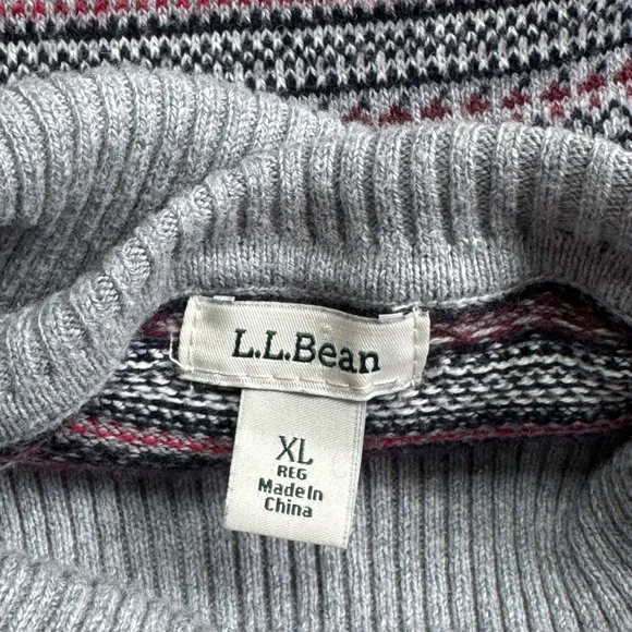 L.L. Bean Cotton Cashmere Fair Isle Turtleneck Sweater size XL 503413 - Picture 4 of 8